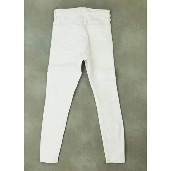 Topshop 25X26 Jamie Women's White Denim Jeans Tan Stitch Accent - Picture 1 of 10